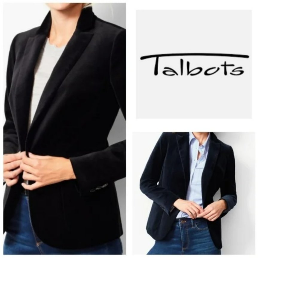 Talbots Black Velveteen/Velvet Blazer Size 2